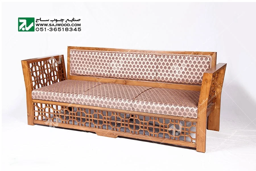 مبلمان چوبی سنتی سه نفره گره چینی مشبک تمام چوب