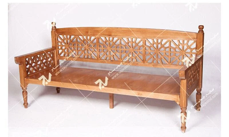 مبلمان چوبی سنتی سه نفره گره چینی مشبک تمام چوب