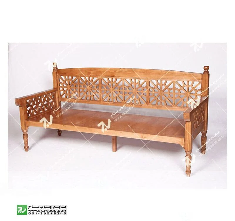 مبلمان چوبی سنتی سه نفره گره چینی مشبک تمام چوب