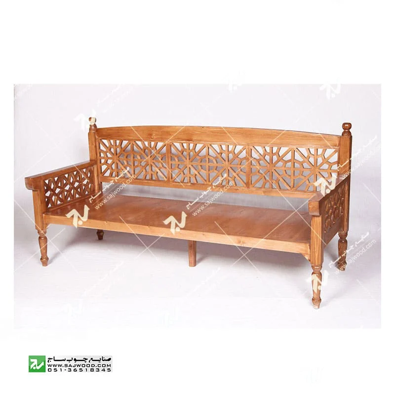 مبلمان چوبی سنتی سه نفره گره چینی مشبک تمام چوب