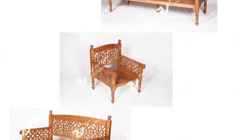 فروش خرید ساخت انواع مبلمان چوبی سنتی هفت نفره گره چینی مشبک تمام چوب