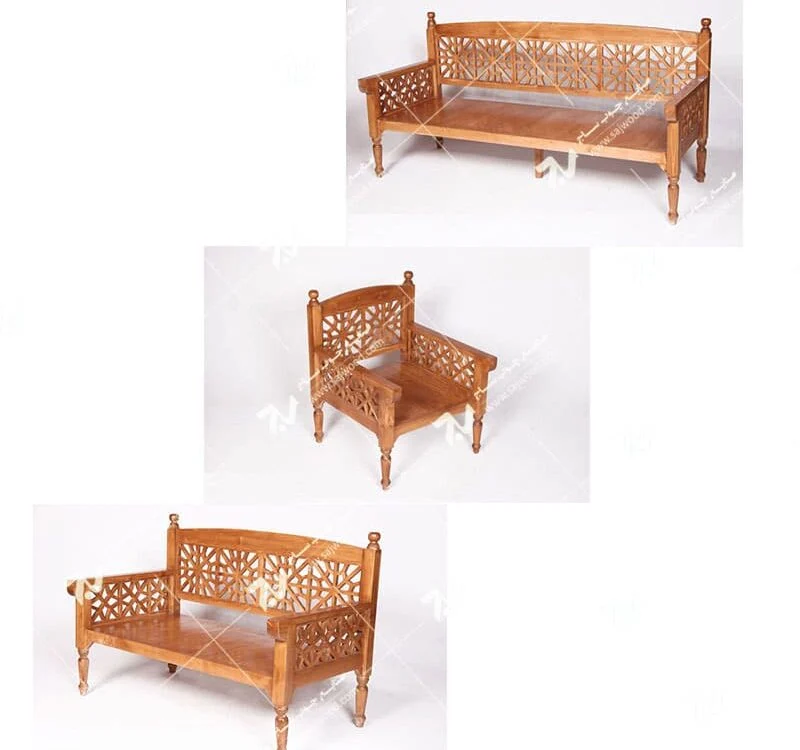 فروش خرید ساخت انواع مبلمان چوبی سنتی هفت نفره گره چینی مشبک تمام چوب
