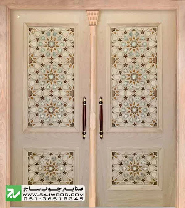 تعریف انواع هنر گره چینی چوب درب چوبی گره چینی با هنر خاتم کاری اصیل ایرانی