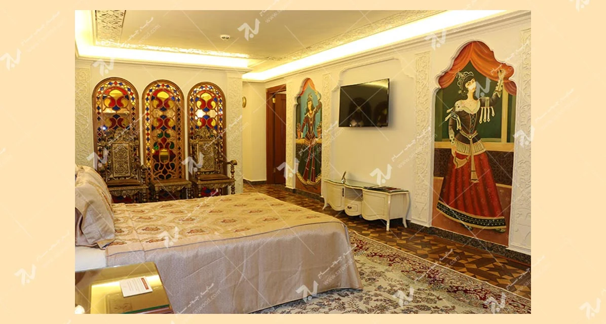 ساخت پنجره سنتی درب گره چینی،ارسی و قواره بری سوییت قاجاری هتل قصر