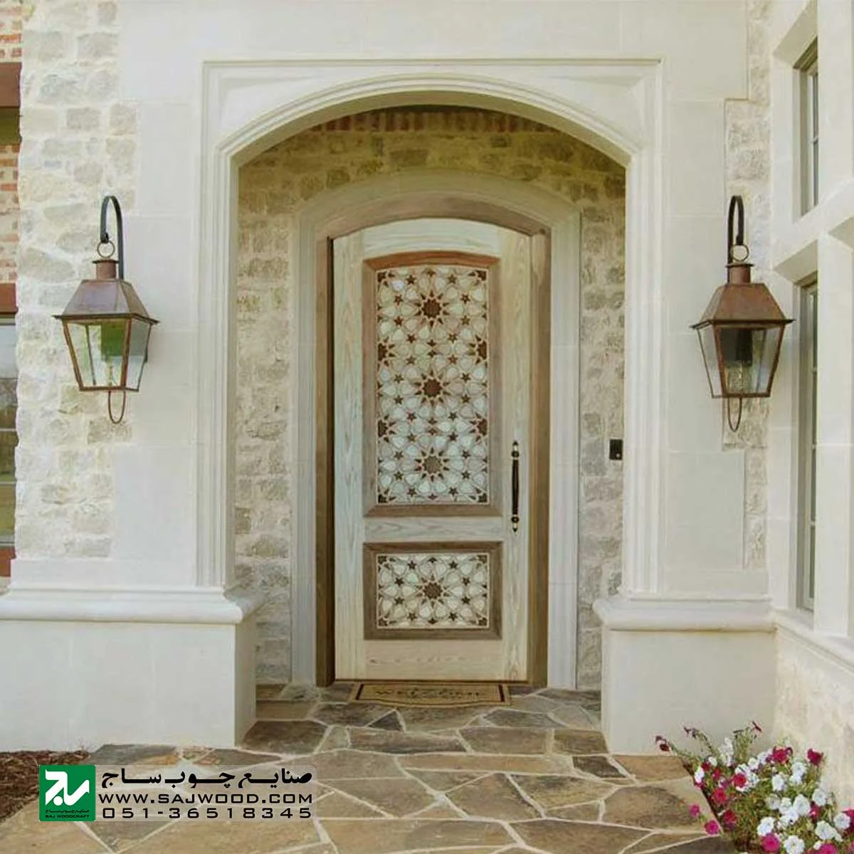درب چوبی سنتی ورودی مسجد ،امامزاده،اماکن متبرکه صنایع چوب ساج مدل T10