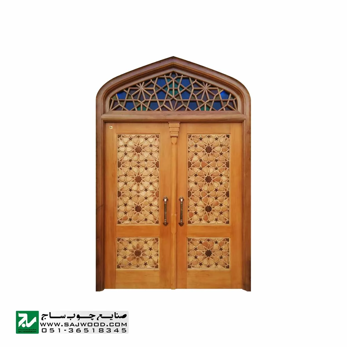 درب چوبی ورودی مسجد ،امامزاده،اماکن متبرکه صنایع چوب ساج مدل T10