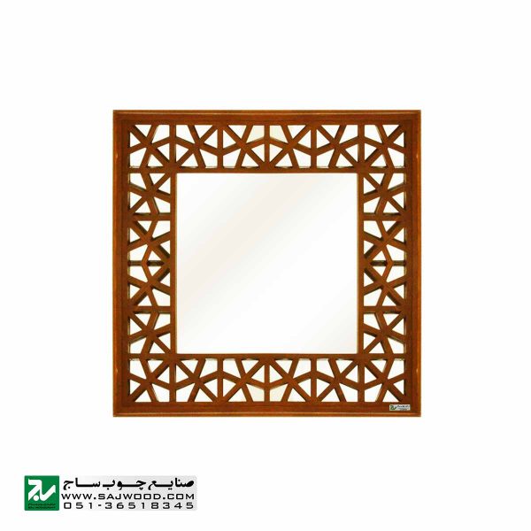 قاب آیینه دیواری چوبی سنتی دکوراتیو صنایع چوب ساج مدل 646