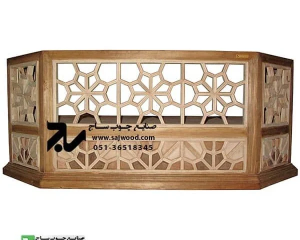 کرسی جایگاه قاری،قرائت، تلاوت قرآن چوبی سنتی گره چینی مشبک سمن کد 330