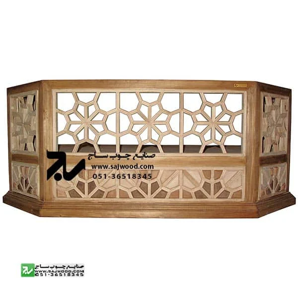 کرسی جایگاه قاری،قرائت، تلاوت قرآن چوبی سنتی گره چینی مشبک سمن کد 330