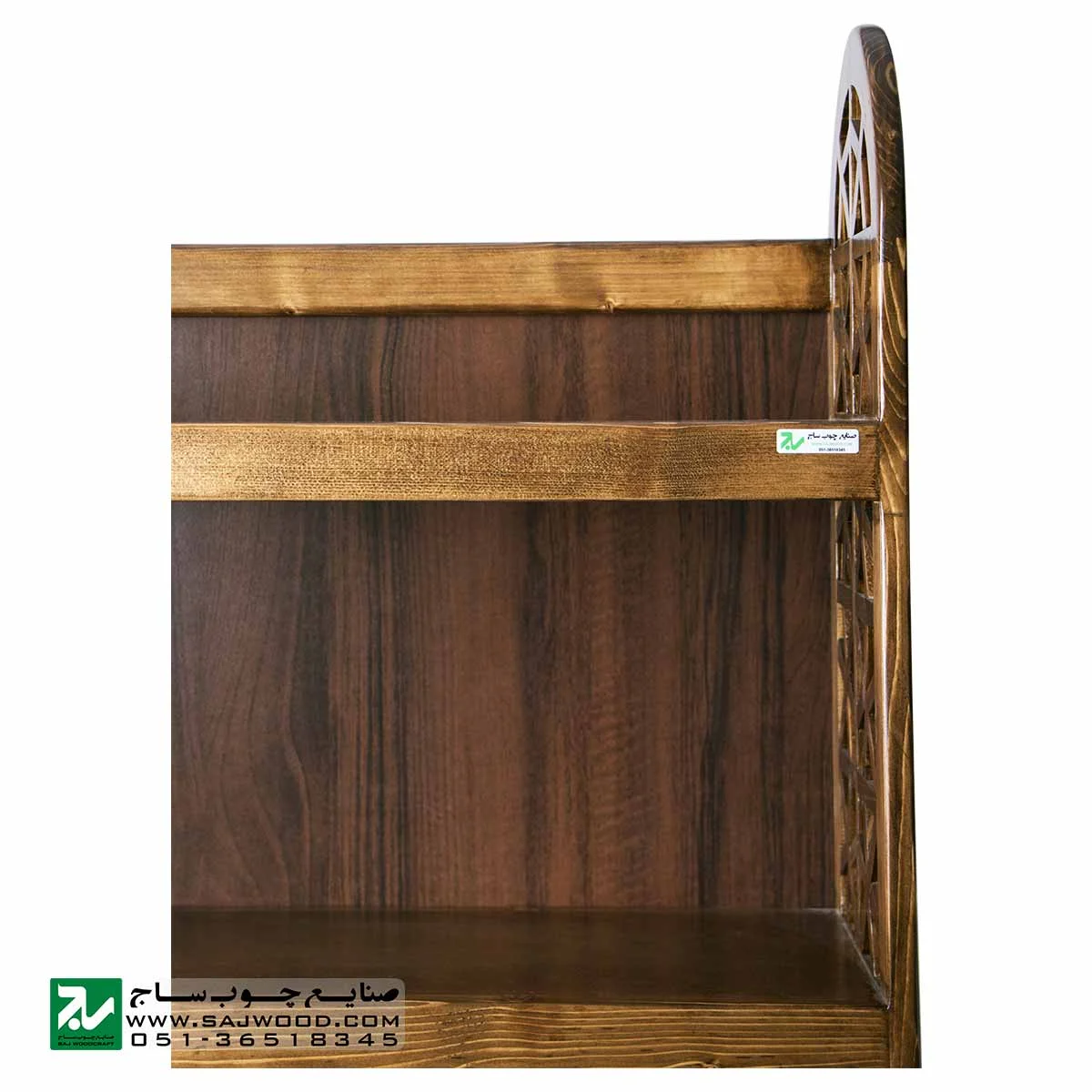 ویترین ، کتابخانه ، قفسه کتاب چوبی ، گنجه و دکور صنایع چوب ساج مدل 632