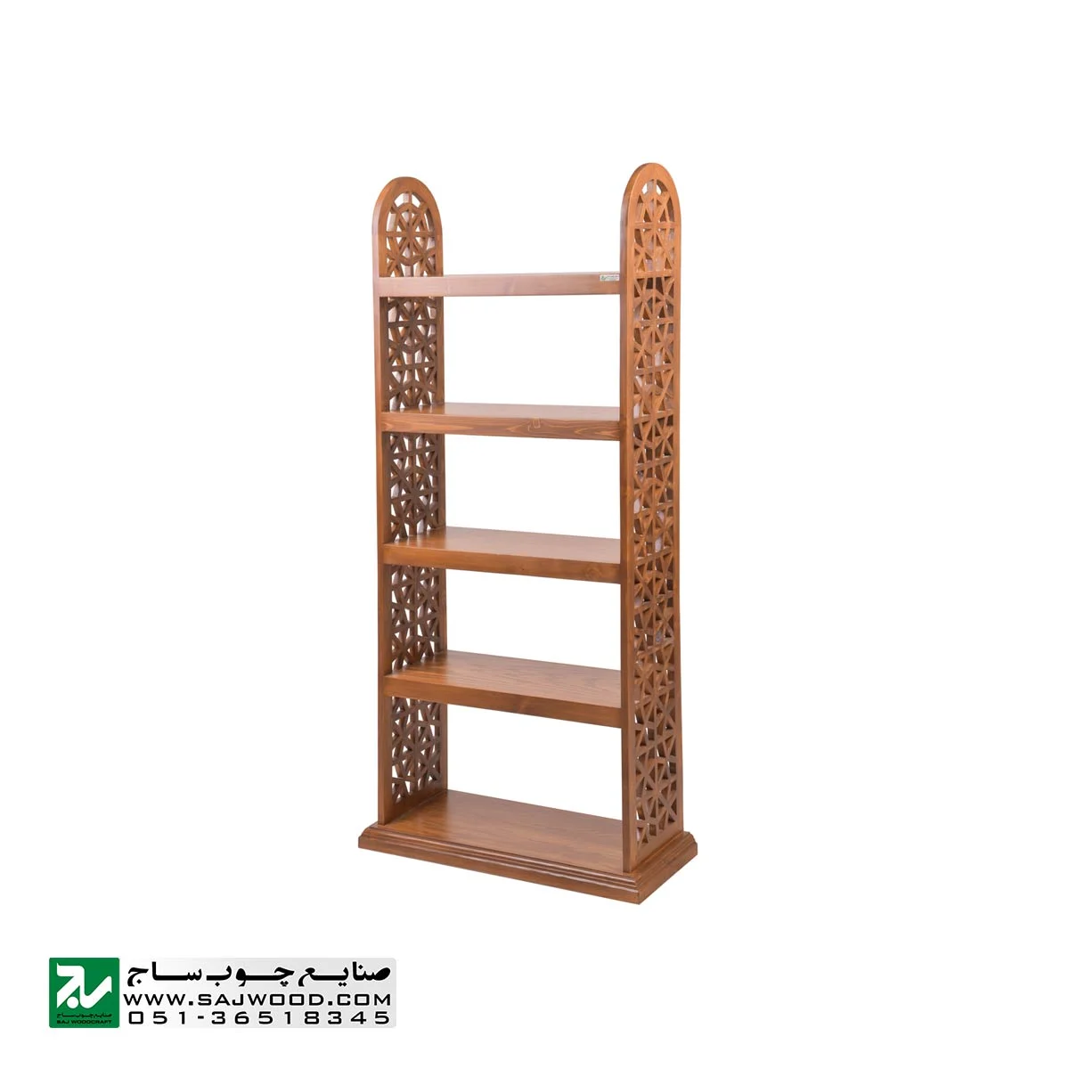 کتابخانه چوبی و ویترین ،گنجه ، دکور ، قفسه کتاب صنایع چوب ساج مدل 629