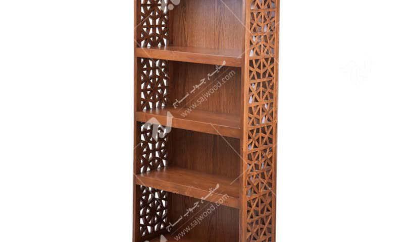 کتابخانه پشت چوب،ویترین،قفسه کتاب چوبی سنتی گره چینی مشبک آذین کد 632