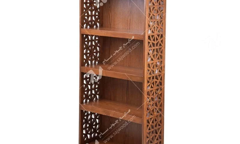 کتابخانه پشت چوب،ویترین،قفسه کتاب چوبی سنتی گره چینی مشبک آذین کد 632