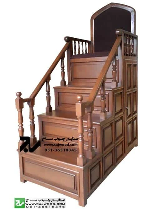 منبر چهار پله نمازخانه،مسجد،امامزاده چوبی سنتی قاب دار کد 113