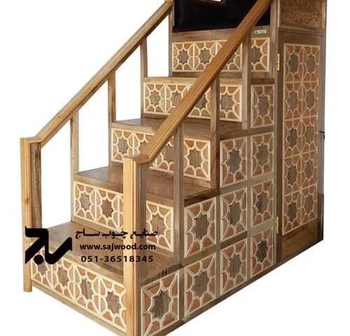 منبر پنج پله مسجد،مداحی،روضه چوبی سنتی گره چینی شمس کد 115
