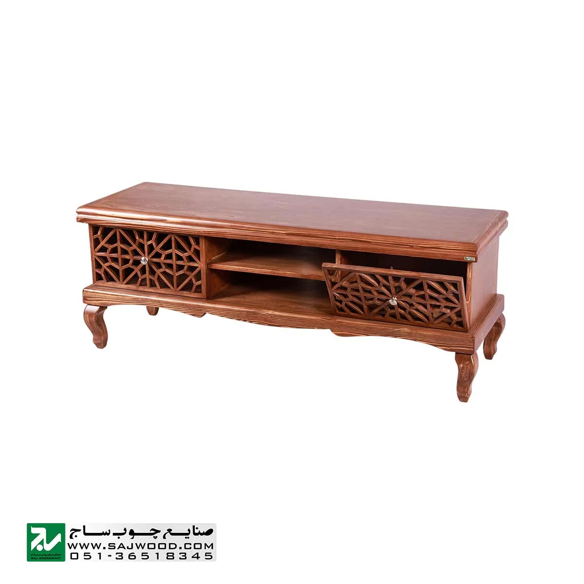 میز ال سی دی و تلویزیون LCD / LED کلاسیک صنایع چوب ساج مدل 321