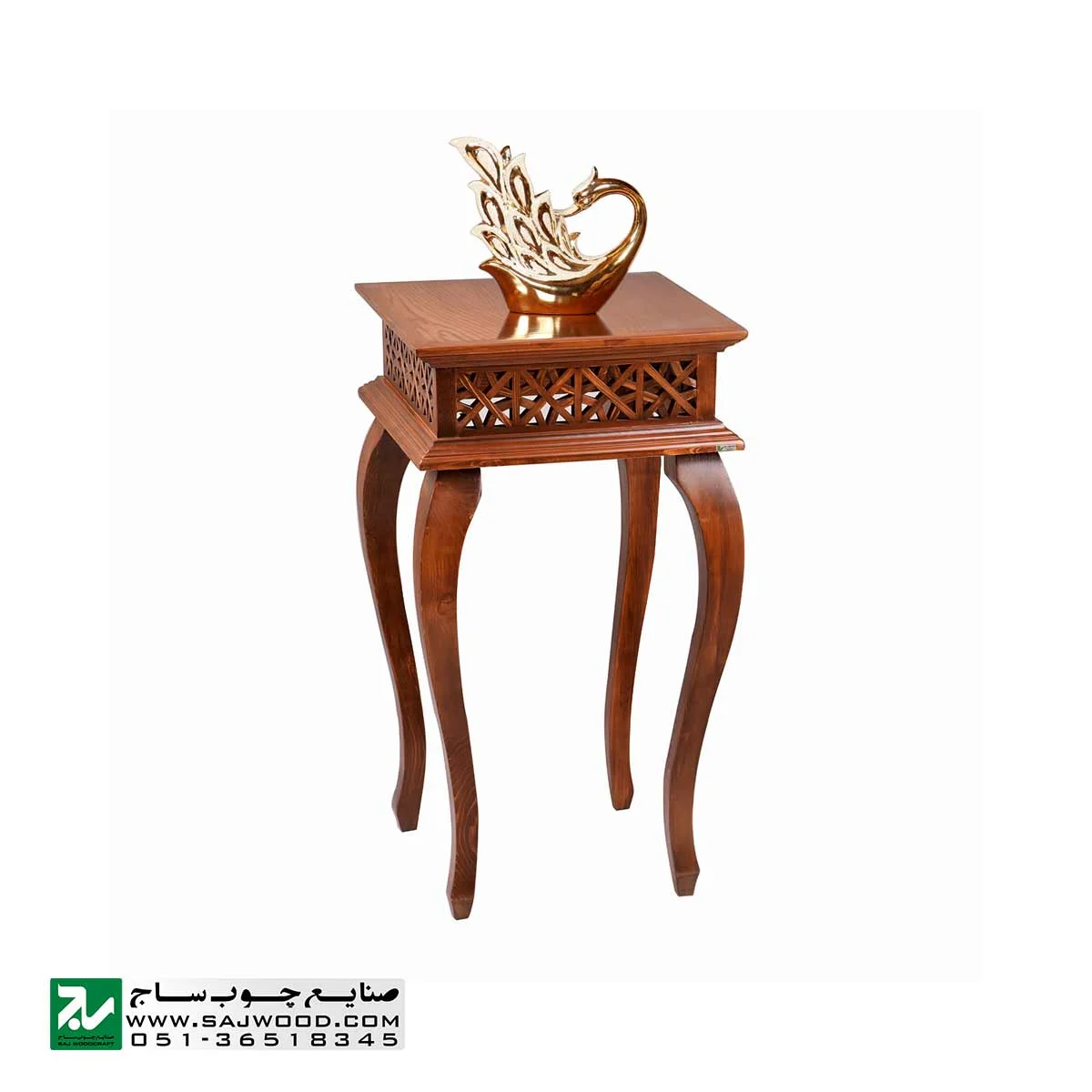 میز خاطره و تلفن چوبی ، دکوری ، آباژور سنتی صنایع چوب ساج مدل 306