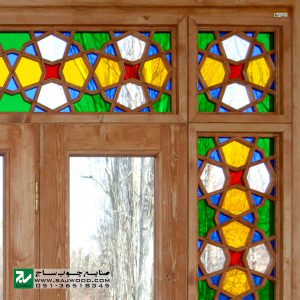 پنجره چوبی سنتی ارسی شیشه رنگی صنایع چوب ساج مدل W202
