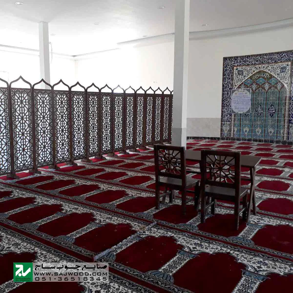 پارتیشن پاراوان شیشه رنگی چوبی متحرک سنتی صنایع چوب ساج مدل 507