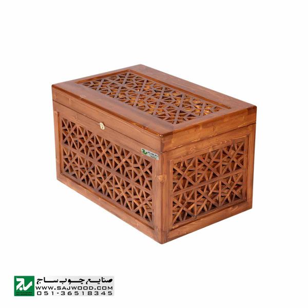 صندوقچه جواهرات چوبی و جعبه تزیینی صنایع چوب ساج مدل 609