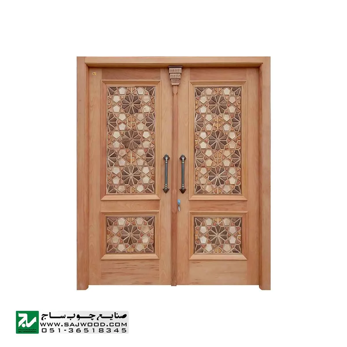 درب چوبی ورودی اماکن مذهبی ،مسجد،امامزاده صنایع چوب ساج مدل C10