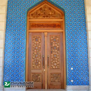 درب چوبی سنتی ورودی حرم ،مسجد، امامزاده صنایع چوب ساج مدل L8