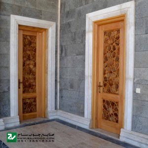 درب ورودی حرم ،مسجد، امامزاده چوبی صنایع چوب ساج مدل L8