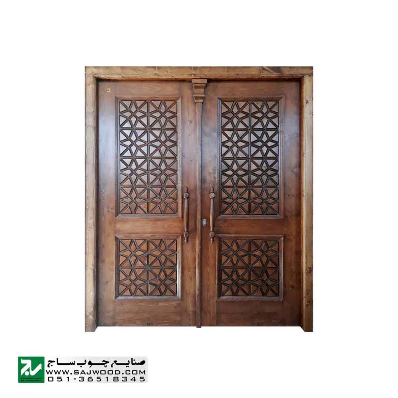 درب چوبی ورودی اماکن زیارتی ،مسجد،نمازخانه سنتی صنایع چوب ساج مدل M5