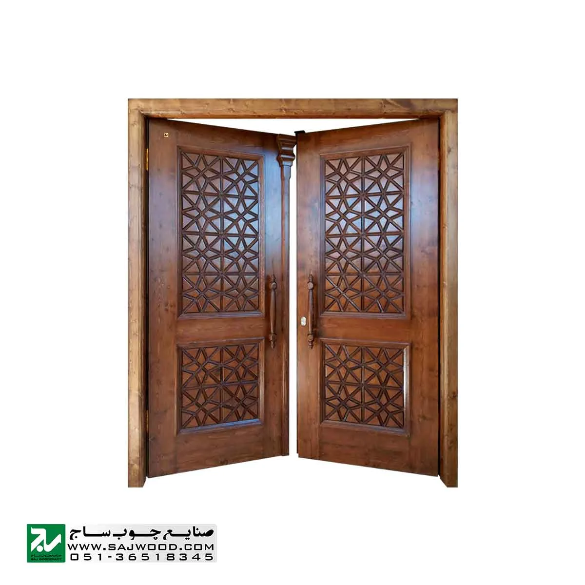 درب چوبی سنتی ورودی اماکن زیارتی ،مسجد،نمازخانه صنایع چوب ساج مدل M5