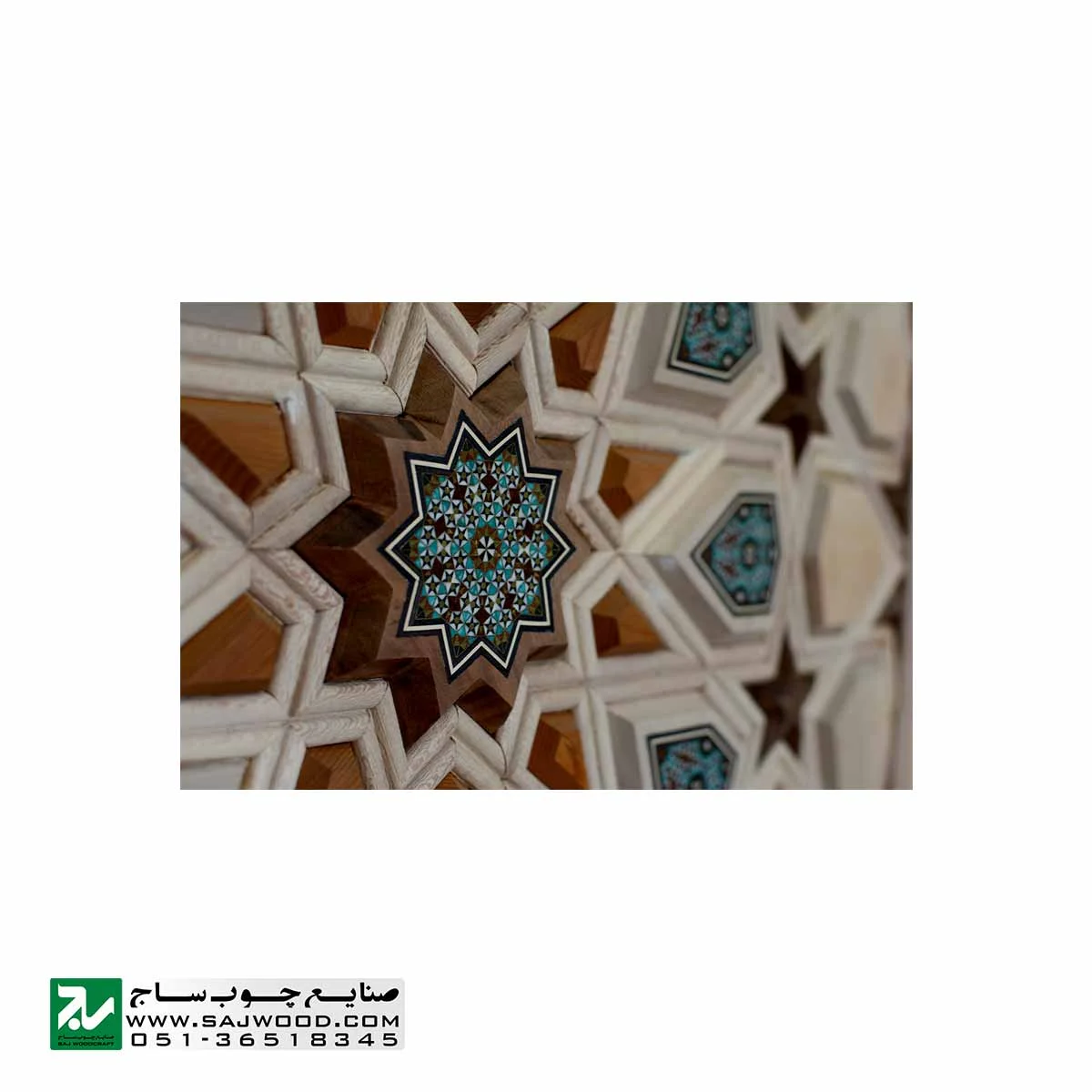 درب چوبی گره چینی ورودی مسجد مدل T10KH