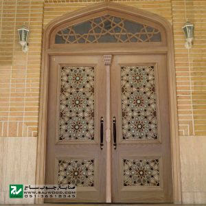 درب چوبی ورودی اماکن متبرکه ،مسجد،امامزاده صنایع چوب ساج مدل T10KH