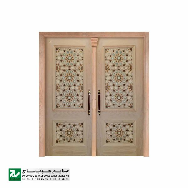درب چوبی ورودی اماکن متبرکه ،مسجد،امامزاده صنایع چوب ساج مدل T10KH