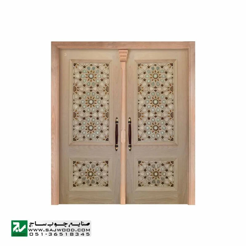 درب چوبی گره چینی ورودی اماکن مذهبی مدل T10KH