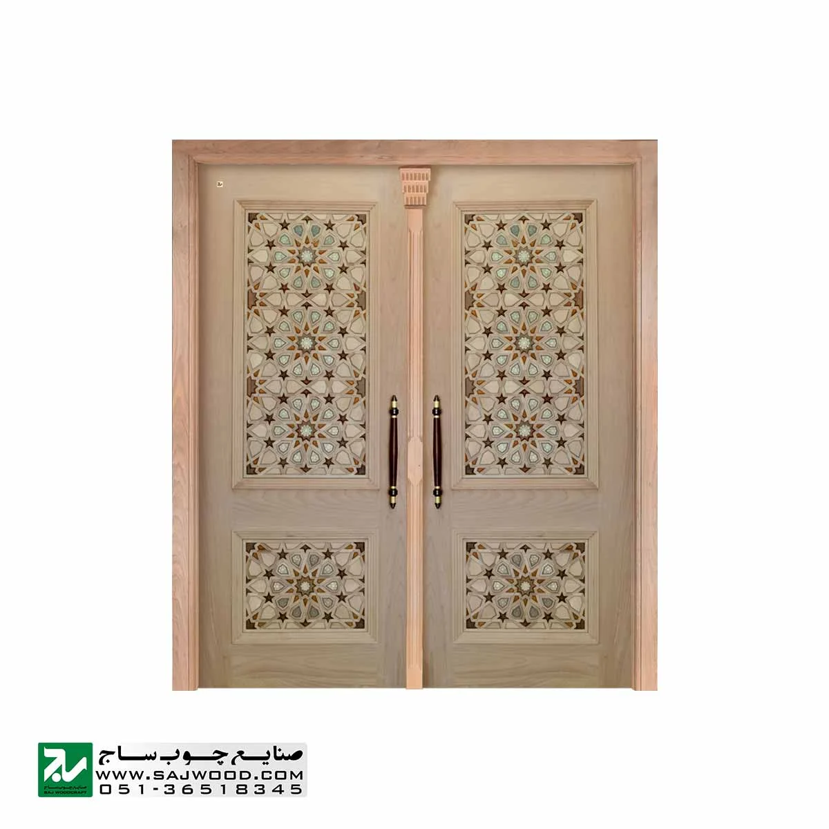 درب چوبی گره چینی ورودی اماکن مذهبی مدل T10KH