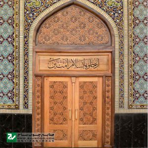 درب چوبی ورودی حسینیه ،مسجد، اماکن متبرکه صنایع چوب ساج مدل T12