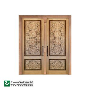 درب چوبی ورودی حسینیه ،مسجد، اماکن متبرکه سنتی صنایع چوب ساج مدل T12