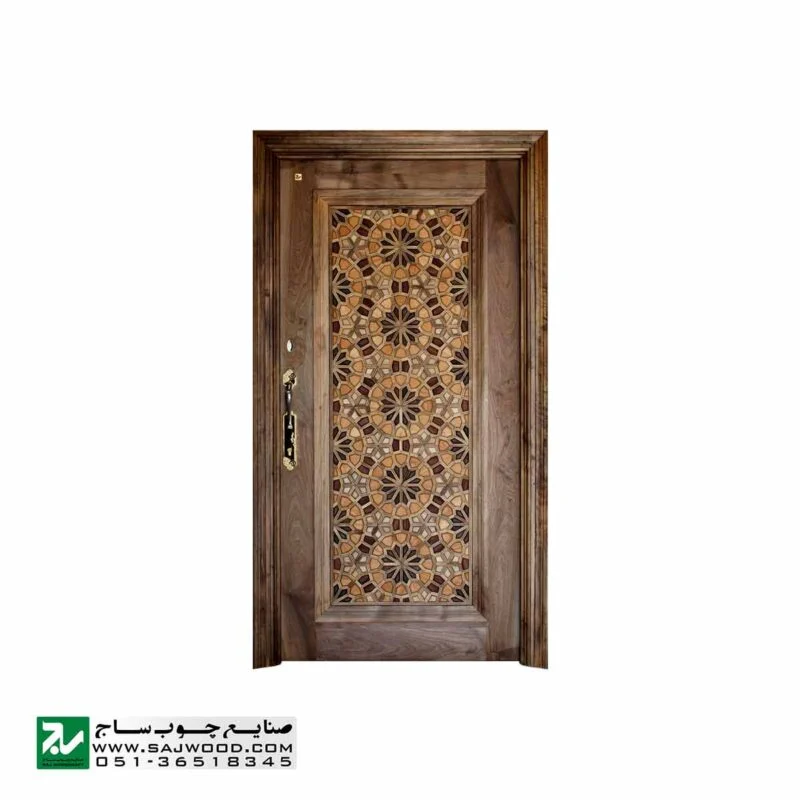 درب چوبی ورودی آپارتمان و ساختمان ، هتل سنتی صنایع چوب ساج مدل T12A