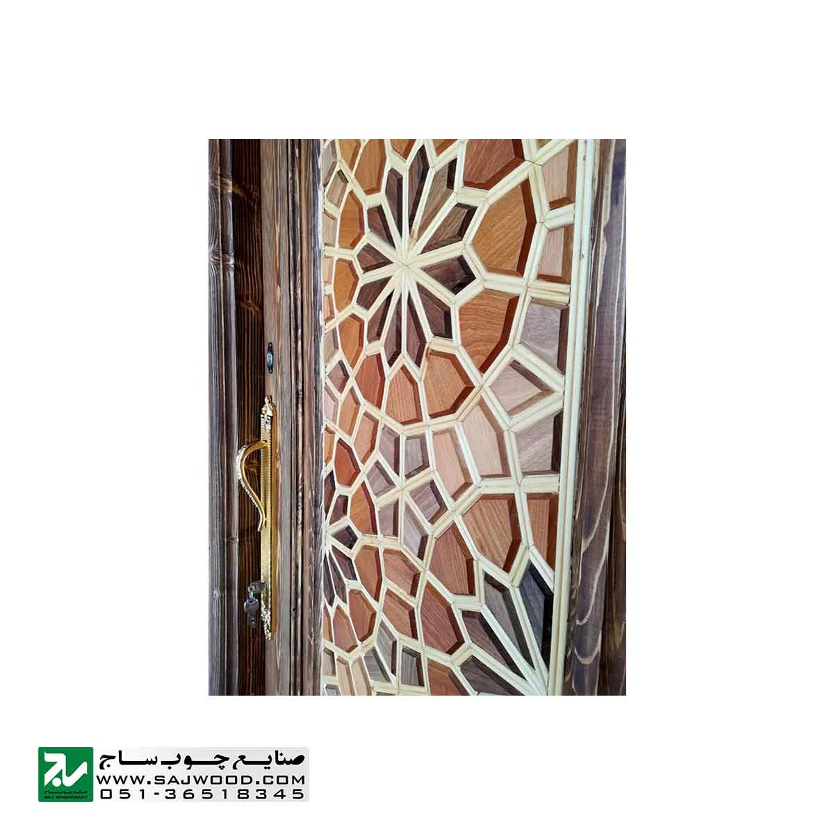 درب چوبی سنتی ورودی هتل ، آپارتمان و ساختمان صنایع چوب ساج مدل T12B