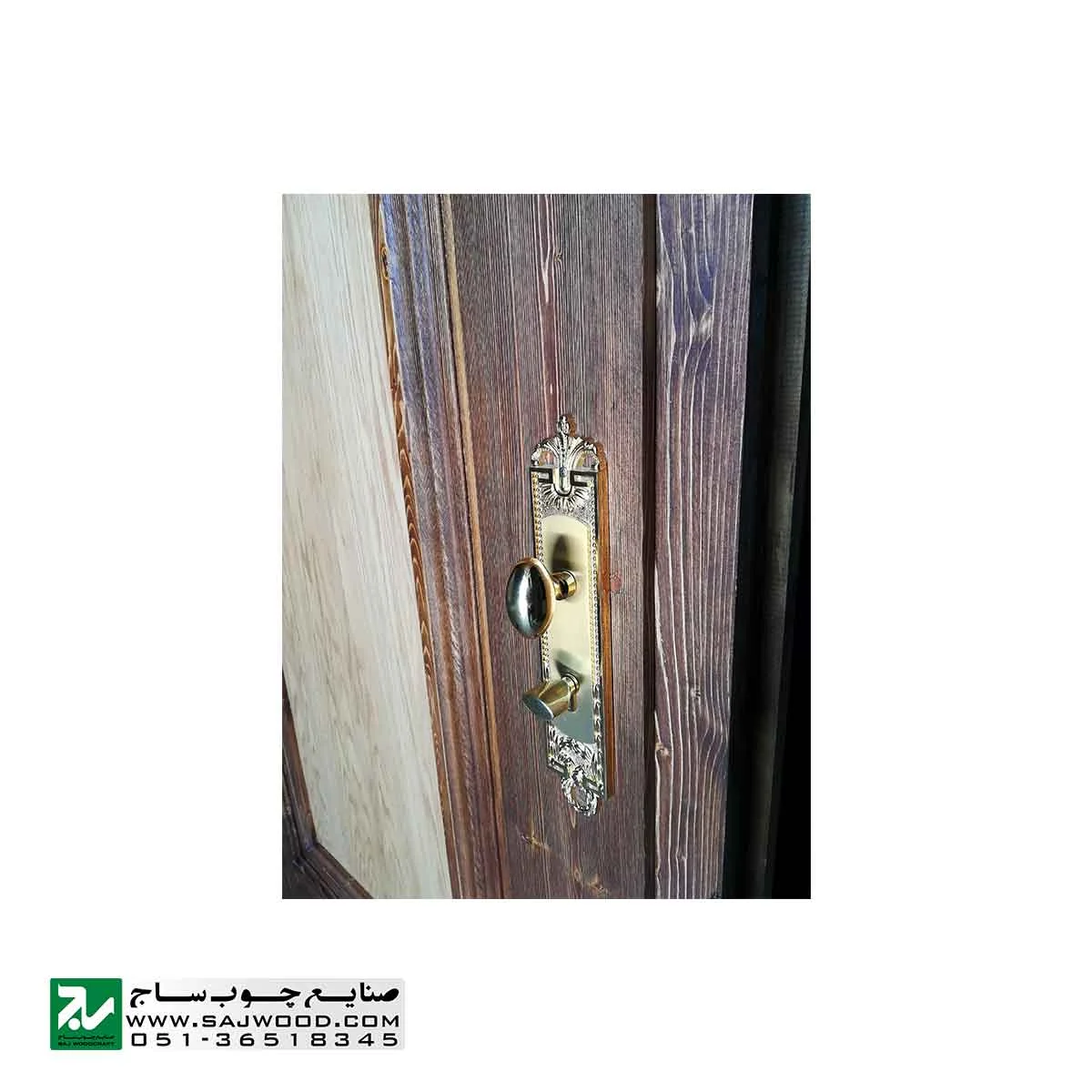 درب چوبی ورودی هتل ، آپارتمان و ساختمان سنتی صنایع چوب ساج مدل T12B