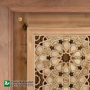 درب چوبی سنتی ورودی نمازخانه ،مسجد،اماکن متبرکه صنایع چوب ساج مدل TCG10