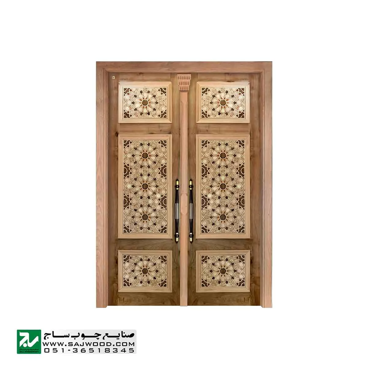 درب چوبی ورودی نمازخانه ،مسجد،اماکن متبرکه صنایع چوب ساج مدل TCG10