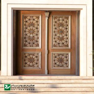 درب چوبی ورودی امامزاده ، مسجد ، نمازخانه صنایع چوب ساج مدل TT10