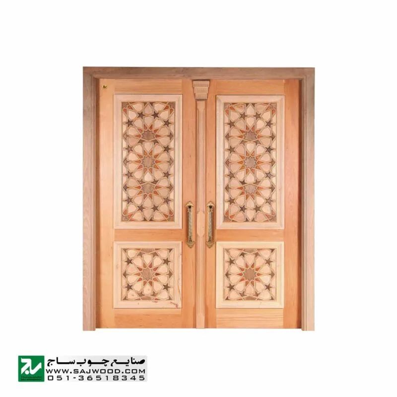 درب چوبی ورودی امامزاده ، مسجد ، نمازخانه سنتی صنایع چوب ساج مدل TT10