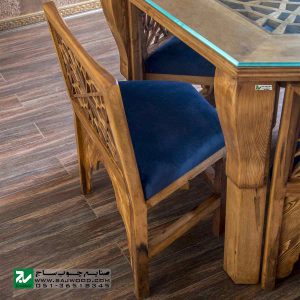 میز و صندلی غذا خوری چوبی سنتی صنایع چوب ساج مدل 328