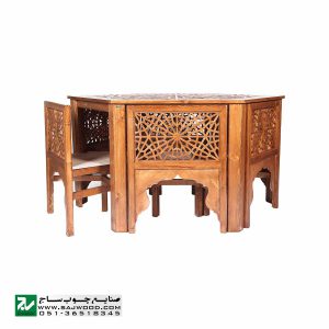 میز و صندلی ناهار خوری چوبی صنایع چوب ساج مدل 320