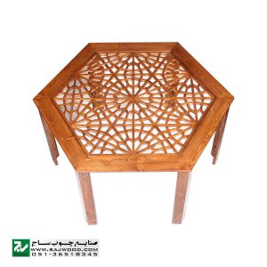 میز و صندلی ناهار خوری چوبی سنتی صنایع چوب ساج مدل 320