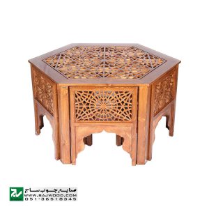 میز و صندلی ناهار خوری سنتی چوبی صنایع چوب ساج مدل 320