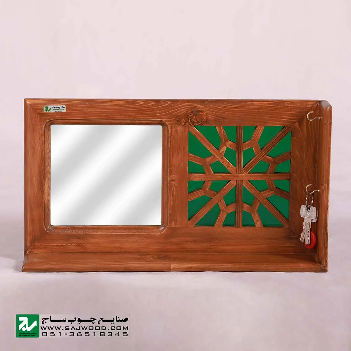 شلف دیواری و جا کلیدی چوبی سنتی صنایع چوب ساج کد 622