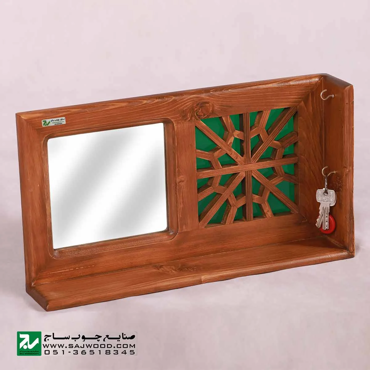 شلف دیواری و جا کلیدی تمام چوب صنایع چوب ساج کد 622