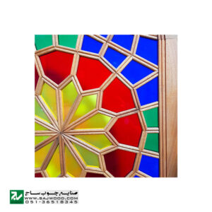 پارتیشن پاراوان شیشه رنگی سنتی چوبی ارسی صنایع چوب ساج مدل 508